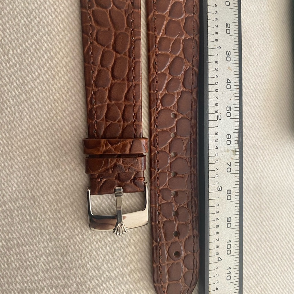 Rolex Brown Croc-Embossed Leather Watch Strap with Silver Buckle 20mm - Picture 3 of 3